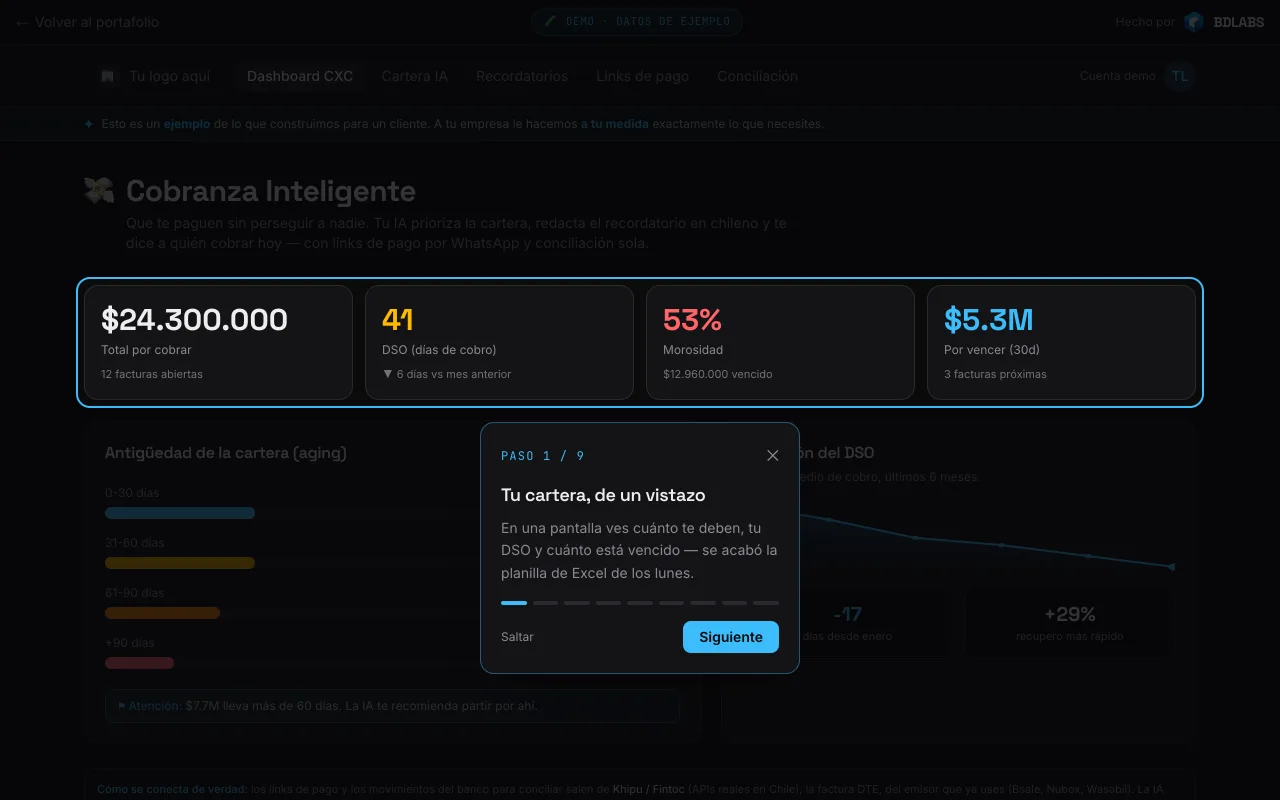 Vista real: Cobranza inteligente